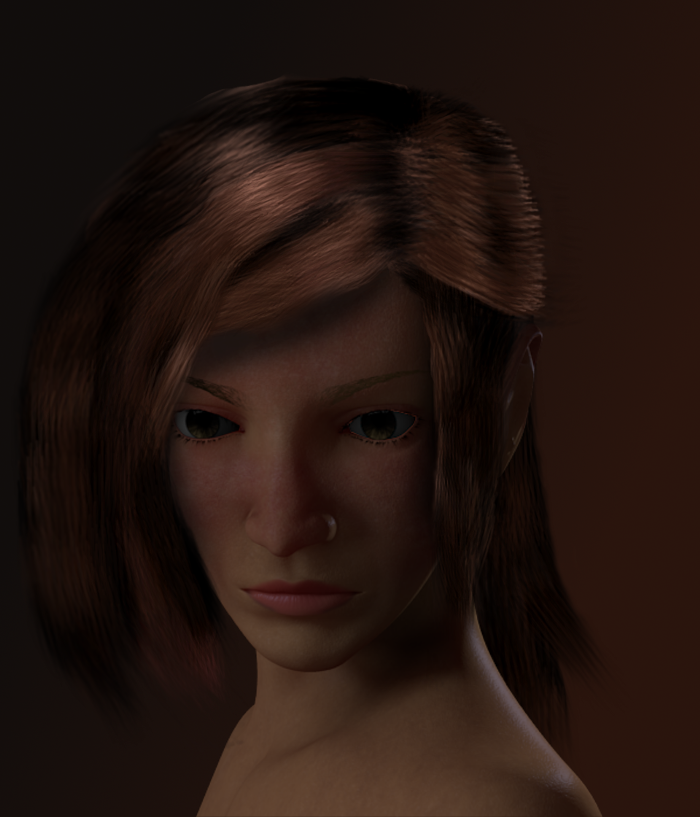 render with hair and pose