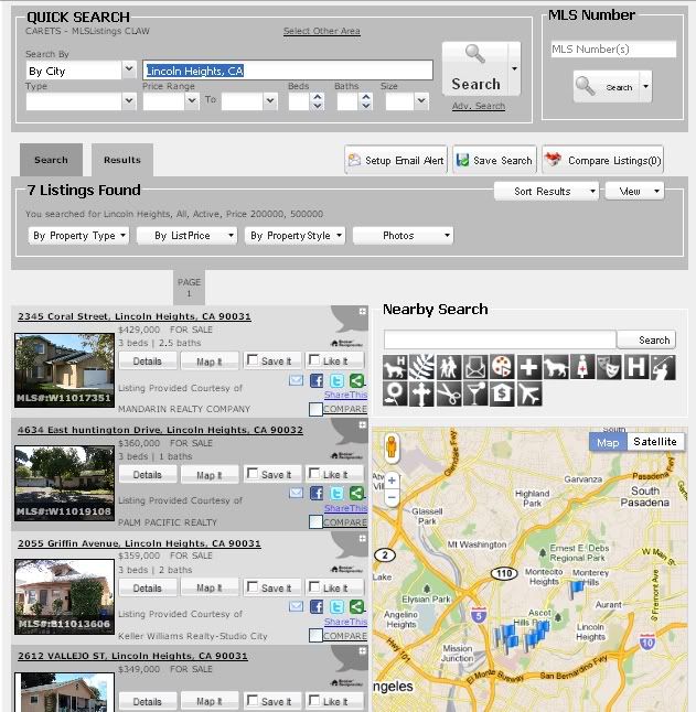 Screen Shot of Home search