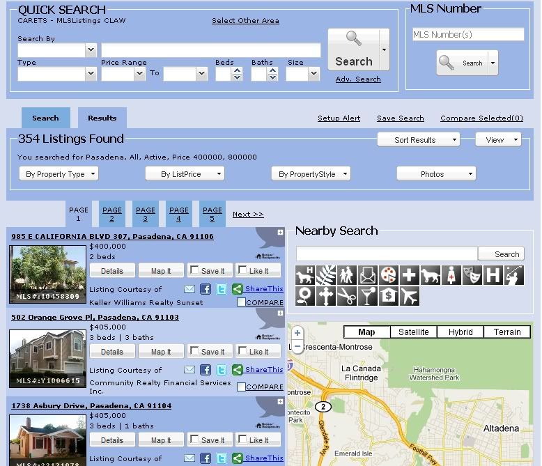 Screen Shot of Home search