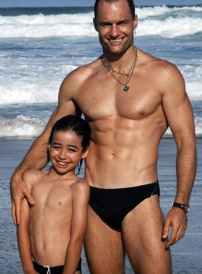 Daddy and son at the beach