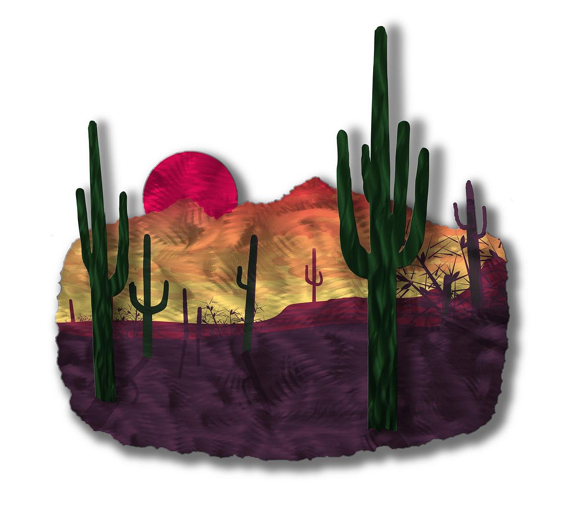 Desert Landscape Metal Wall Art Modern Cactus Home Decor Wall Sculpture