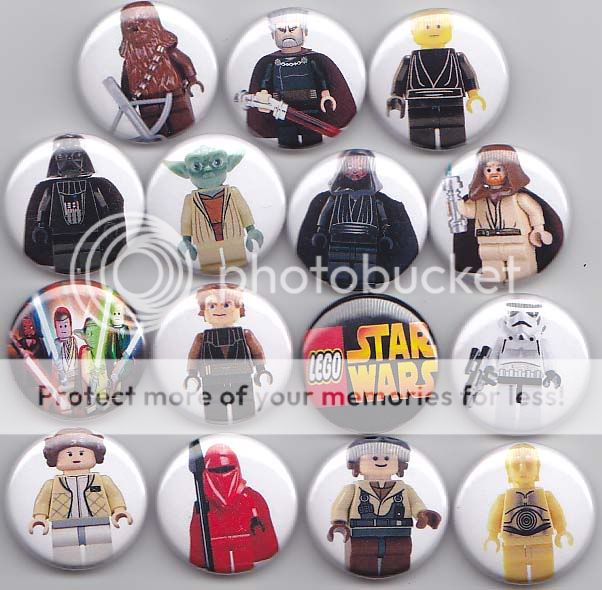 LEGO STAR WARS 1 Badges X15   R2D2 Yoda C3PO Triology  